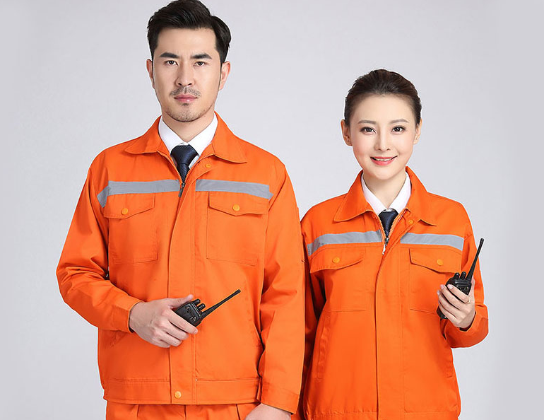 工作服定做 桔色防靜電工作服展示